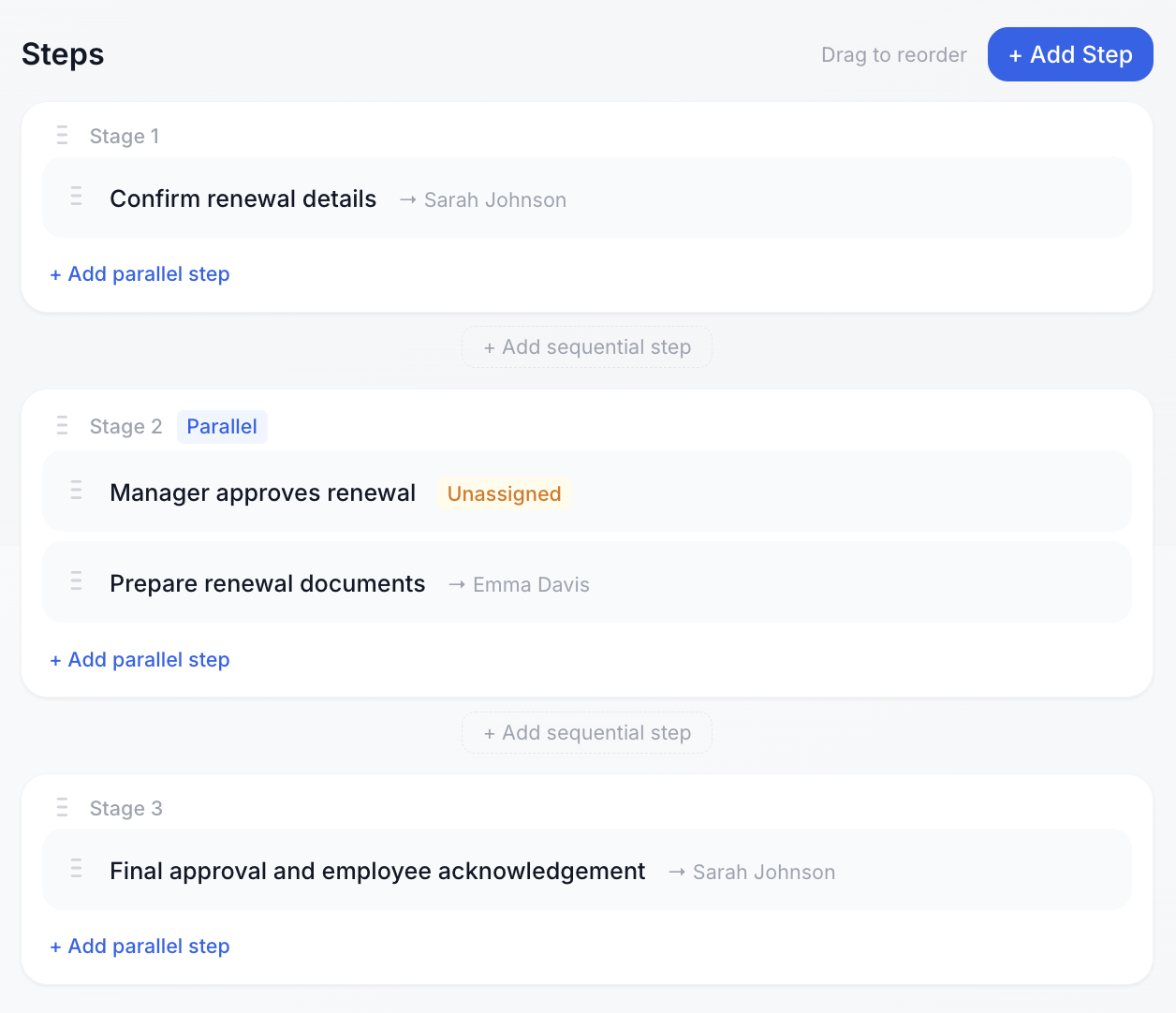 Step 2: Add steps - multi-stage workflow with parallel stages