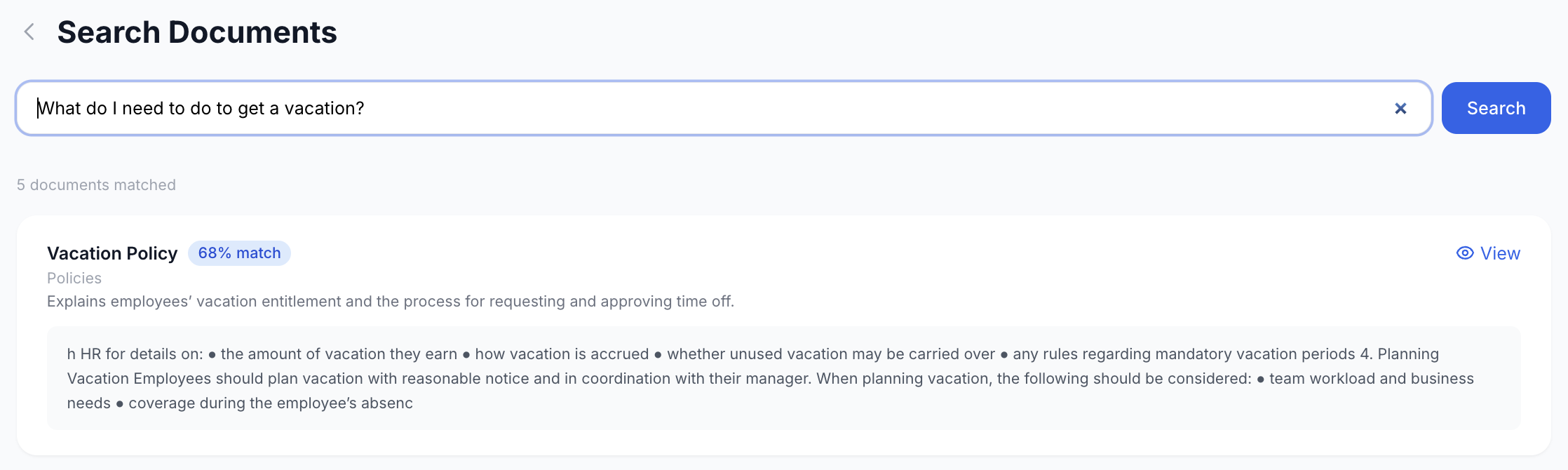 Document search: Find policies with natural language