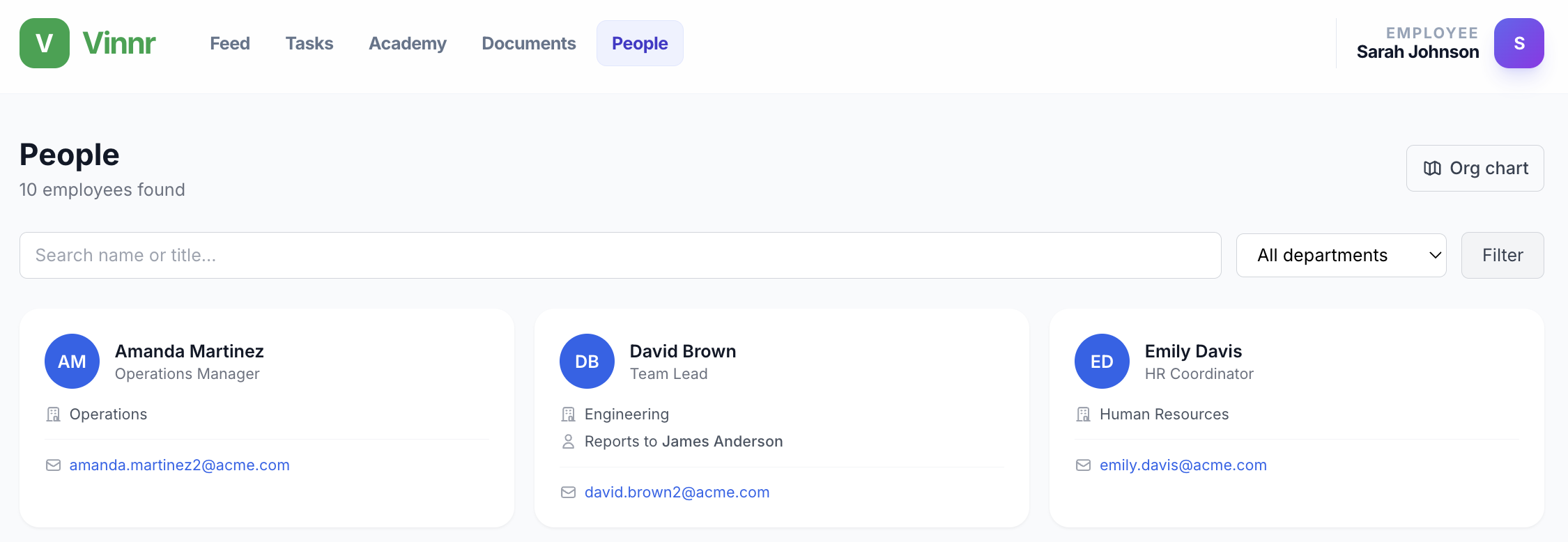 Employee directory: Find colleagues and contacts